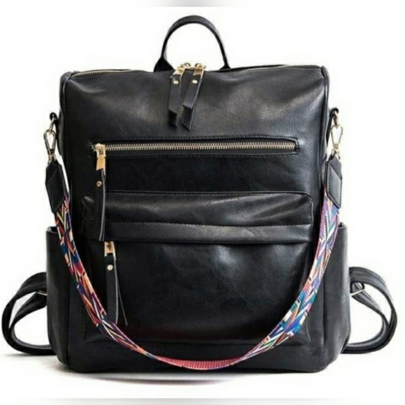 Black Convertible Guitar Strap Backpack Purse Bag - Picture 3 of 10